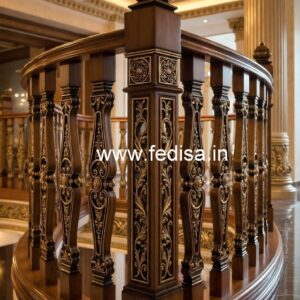 Brass Wood Stair Railings with Rich Finish No-1886