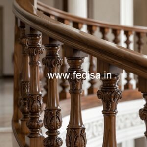 Elegant Brass Wood Staircase Interior Ideas No-1888
