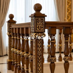 Modern Brass Wood Handrails for Duplex House No-1895