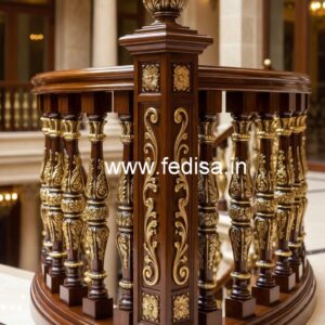 Elegant Brass Wood Railings for Contemporary Homes No-1896