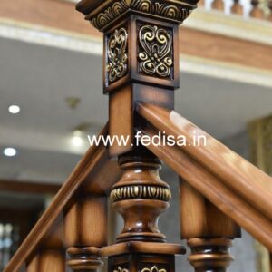 Stylish Brass Wood Railings with Artistic Finish No-1904