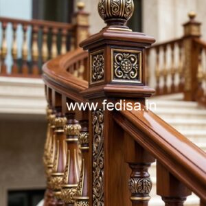 Elegant Brass Wood Staircase Design Trends No-1917