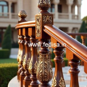 Modern Brass Wood Staircase with Rich Finish No-1921