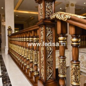 Luxury Brass Wood Balcony Safety Fence No-1924