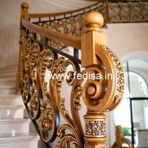 Elegant Brass Wood Staircase Interior Inspiration No-1928