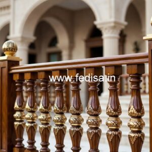 Premium Brass Wood Railings for Modern Villas No-1937