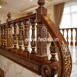 Elegant Brass Wood Railings for Staircase No-1953
