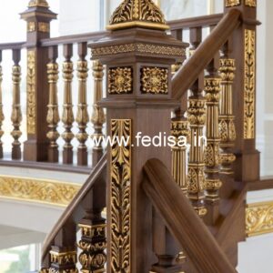 Elegant Brass Wood Fence for Balcony Design No-1959