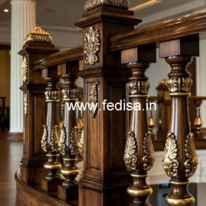 Elegant Brass Wood Balcony Safety Railings No-1976