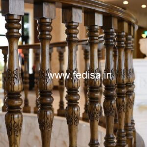 Premium Brass Wood Balcony Railings with Rich Finish No-1981