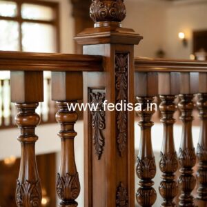 Luxury Brass Wood Balcony Design with Glass No-1985