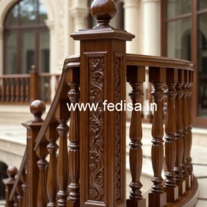Modern Brass Wood Balcony Handrails with LED Lights No-1988