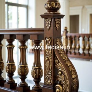 Stylish Brass Wood Staircase with Modern Finish No-1992