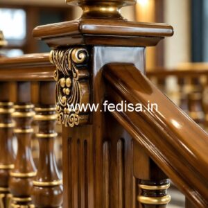 Modern Brass Wood Staircase Railings with Golden Touch No-1995