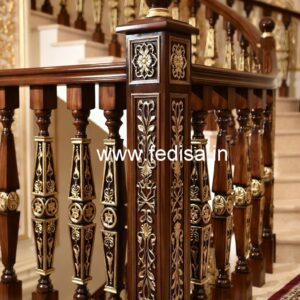 Premium Brass Wood Balcony Fence Trends No-2006