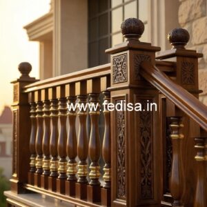 Stylish Brass Wood Handrails with Luxury Finish No-2019