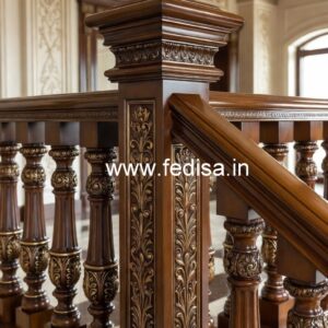 Luxury Brass Wood Staircase Side Railings No-2029