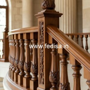 Elegant Brass Wood Railings with Decorative Pattern No-2032
