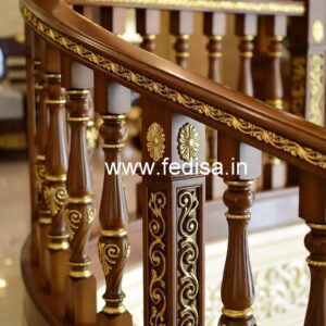 Luxury Brass Wood Staircase Collection for Villas No-2041