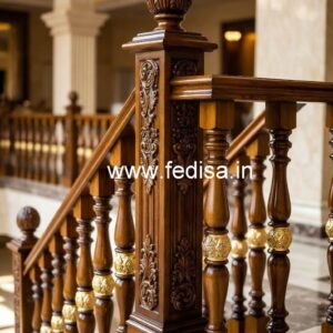 Modern Brass Wood Balcony Decor with LED Lights No-2042