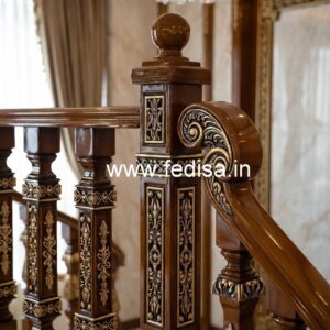 Elegant Brass Wood Railings for Balcony Design No-2044