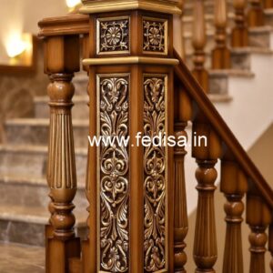 Modern Brass Wood Balcony Railings Inspiration No-2060