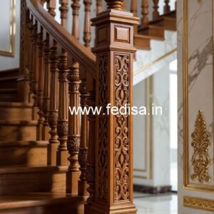 Modern Brass Wood Staircase Side Fence Inspiration No-2066
