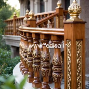Stylish Brass Wood Staircase Fence with LED Lights No-2073