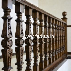 Elegant Brass Wood Balcony Safety Railings Collection No-2074