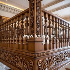 Stylish Brass Wood Balcony Railings with Artistic Finish No-2085