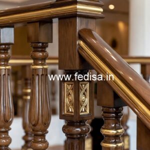 Elegant Brass Wood Staircase Handrails Collection No-2086