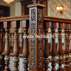 Premium Brass Wood Staircase Railings with Elegant Finish No-2093