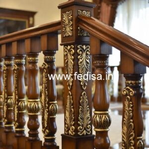 Modern Brass Wood Balcony Safety Fence Inspiration No-2096