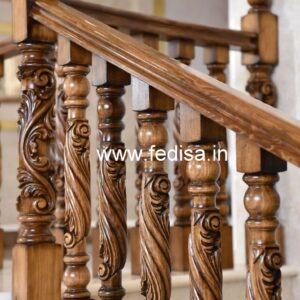 Stylish Brass Wood Staircase Collection for Homes No-2097