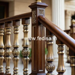 Elegant Brass Wood Handrail Design Inspiration No-2098