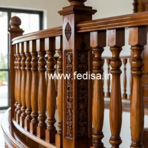 Modern Brass Wood Stair Railing Design No-2102