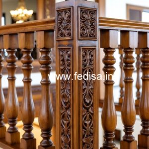 Luxury Brass Wood Balcony Railing Design No-2104