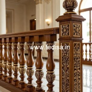 Elegant Brass Wood Staircase Railings No-2105