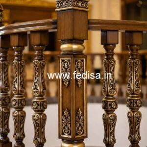 Modern Brass Wood Staircase Design No-2109
