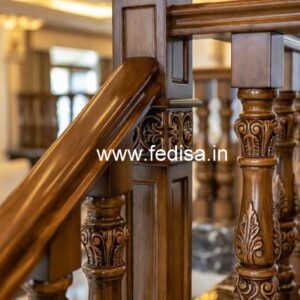 Decorative Brass and Wood Balcony Railings No-2122