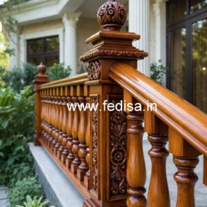 Modern Brass Wood Balcony Design No-2129