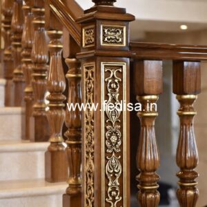 Brass Wood Stair Railings with LED Lights No-2130