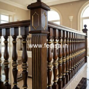 Elegant Brass Wood Balcony Handrails No-2134