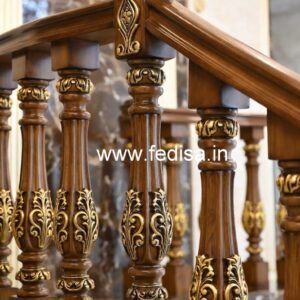 Stylish Brass Wood Balcony Railings No-2138