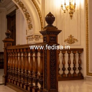 Brass Wood Staircase Side Railing Design No-2150