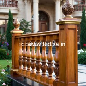 Stylish Brass Wood Balcony Safety Railings No-2169