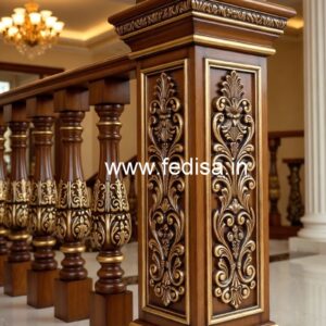 Elegant Brass Wood Staircase Fence Collection No-2181