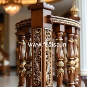 Luxury Brass Wood Balcony Fence Design No-2184