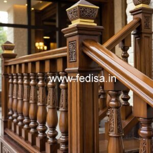 Modern Brass Wood Handrails for Duplex House No-2195