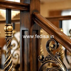 Modern Brass Wood Balcony Fence Inspiration No-2202